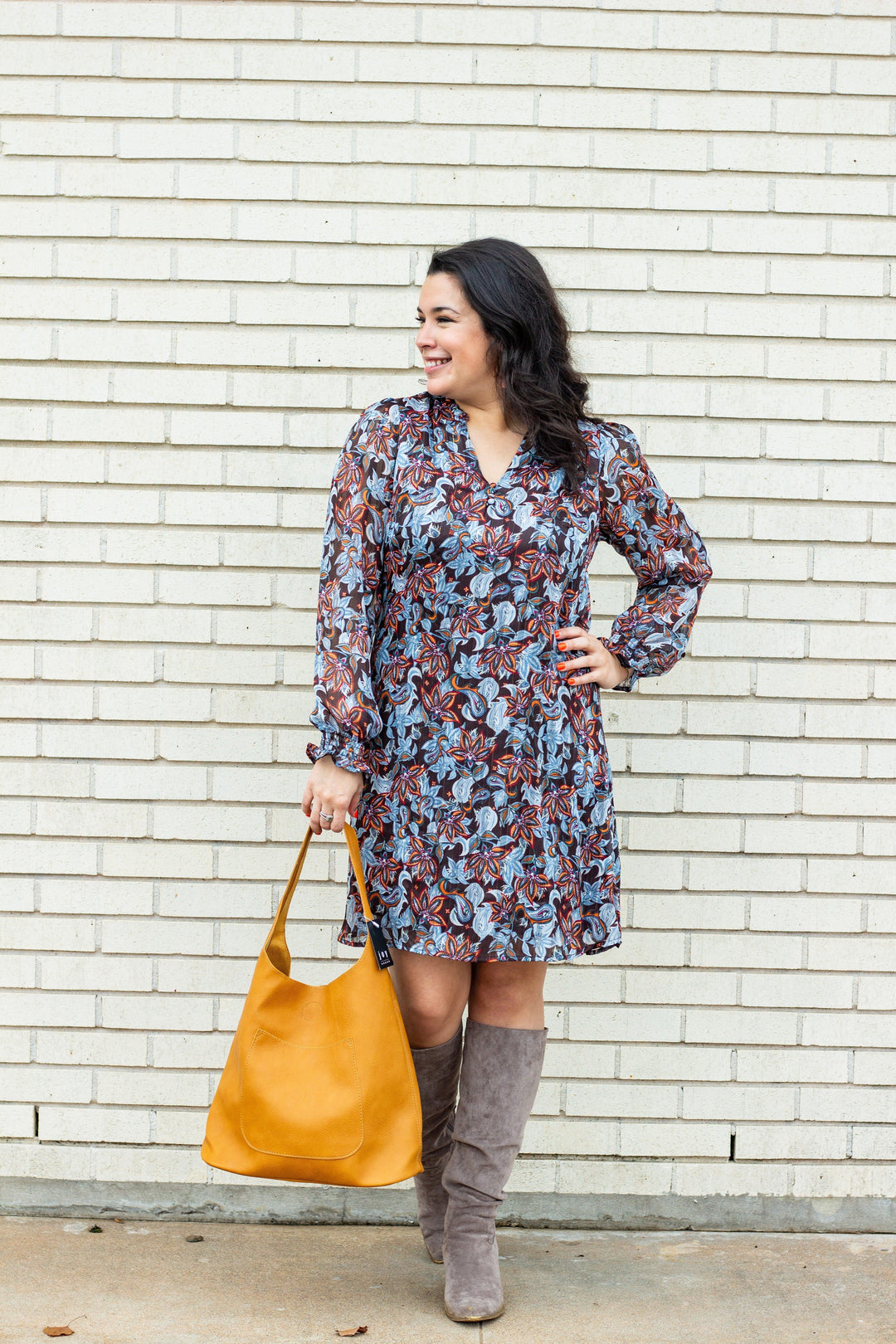 Sheer Paisley Print Belted Dress - Très Chic