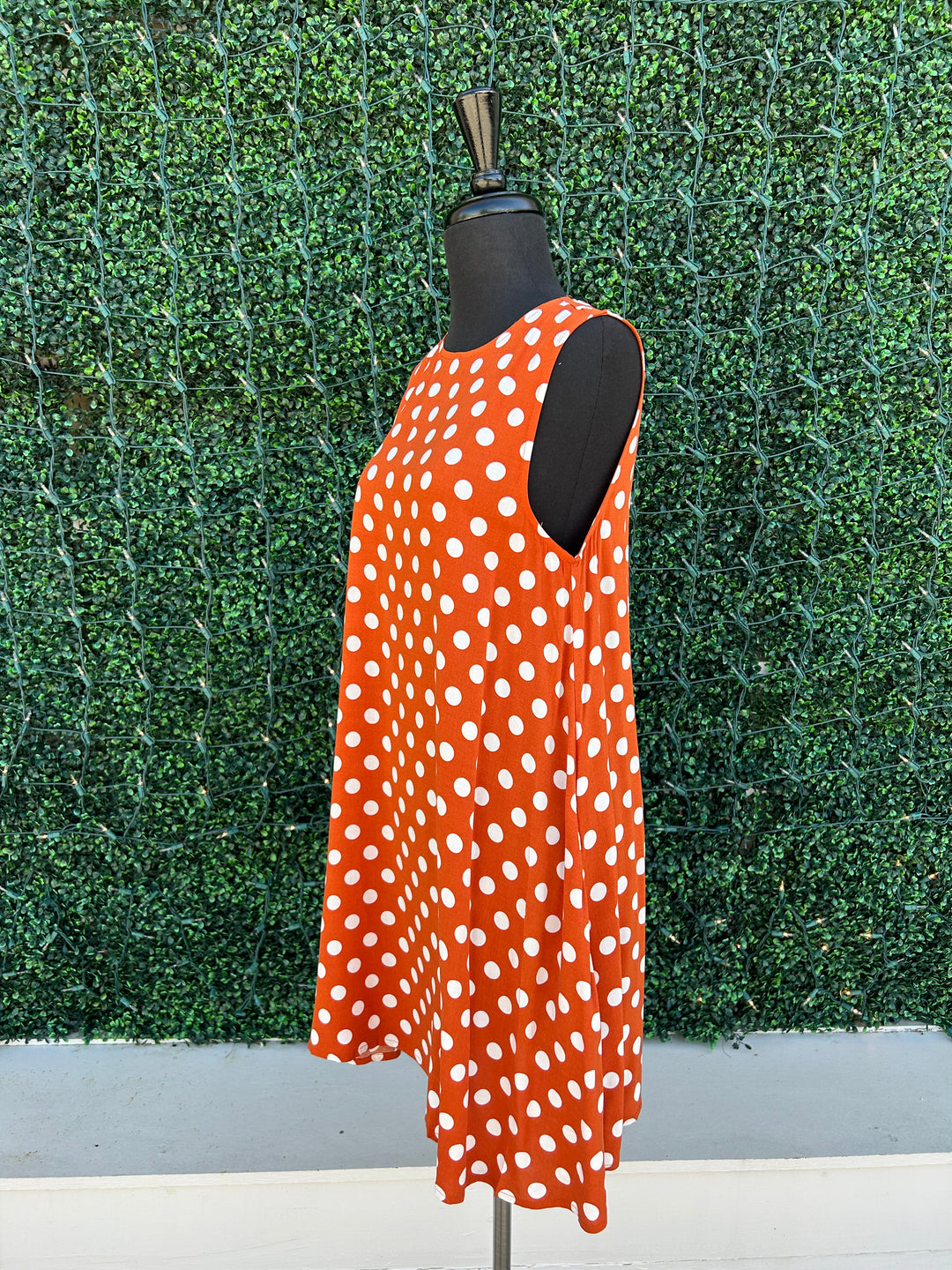 Orange and white polka dot dress hot sale