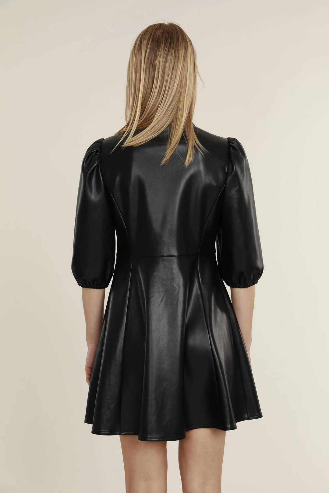 leather holiday dress Mango Black Faux Leather Mini Holiday Party Dress