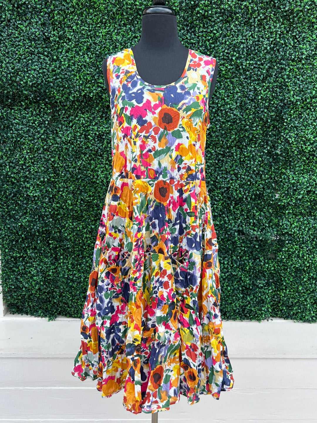 dress addict cotton colorful prints dresses boutique tres chic- floral bright
