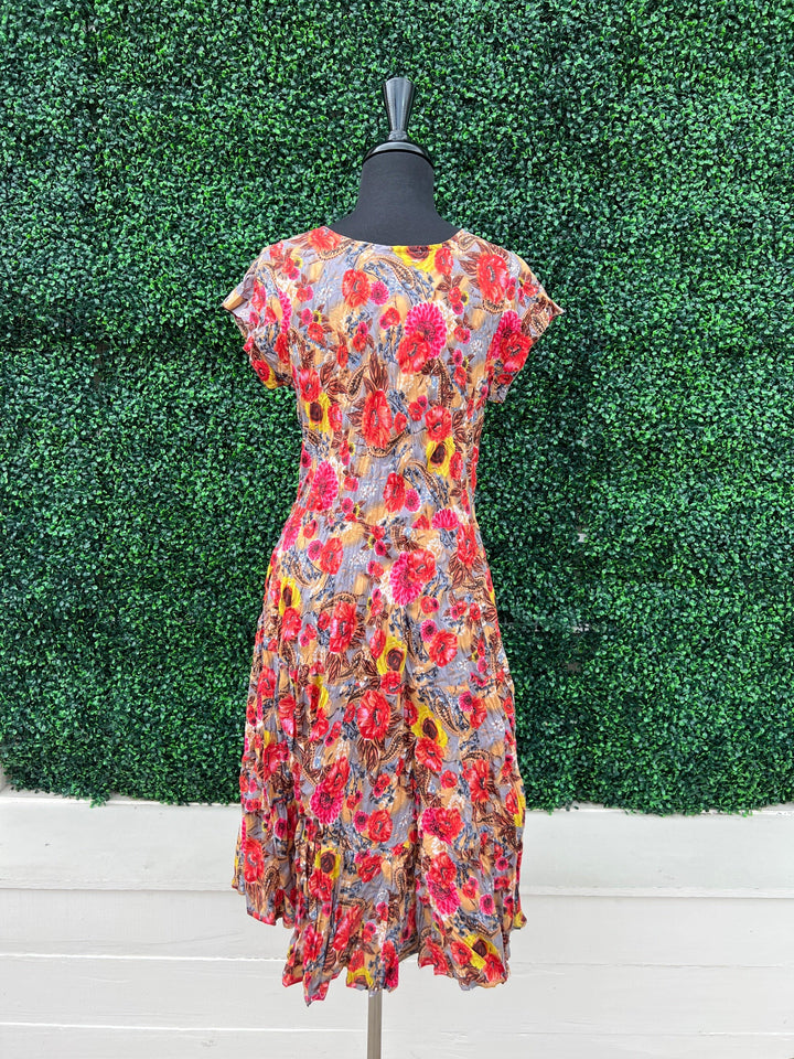 dress addict cotton colorful prints dresses boutique tres chic- midi red and yellow