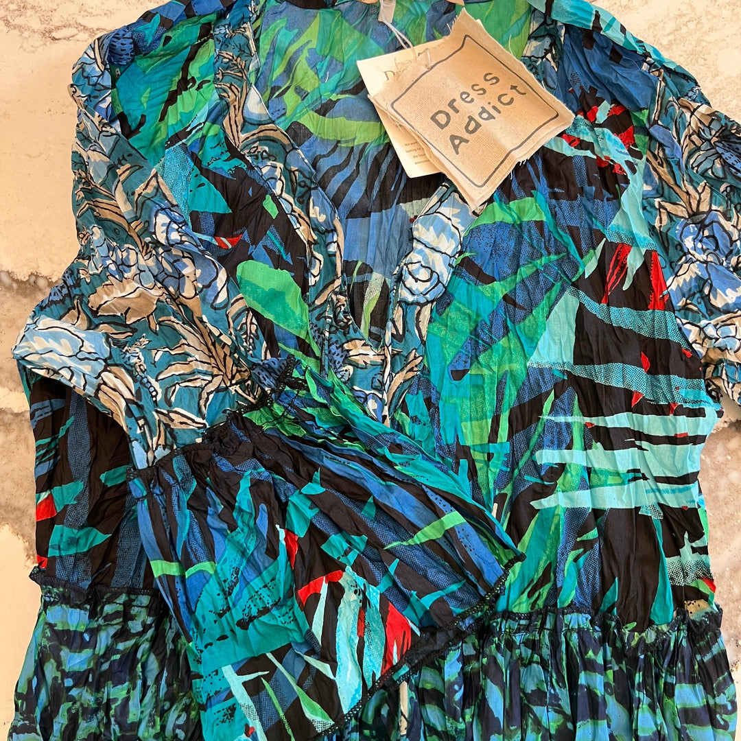 blue cotton tiered dress addict houston texas boutique women over 50
