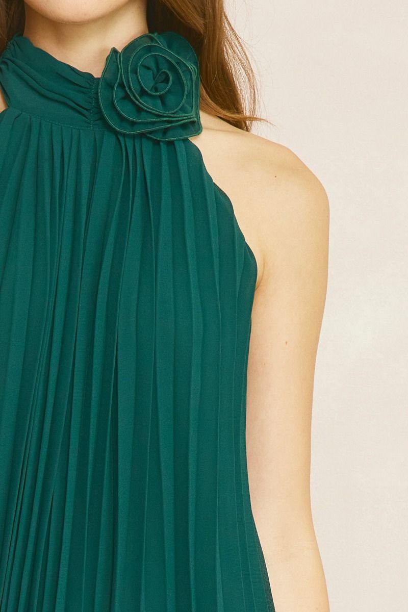 Flower Necklace Halter Dress | Tres Chic Houston | Dress Boutique Hunter green / M Flower Necklace Halter Dress | Tres Chic Houston | Dress Boutique Hunter green / M