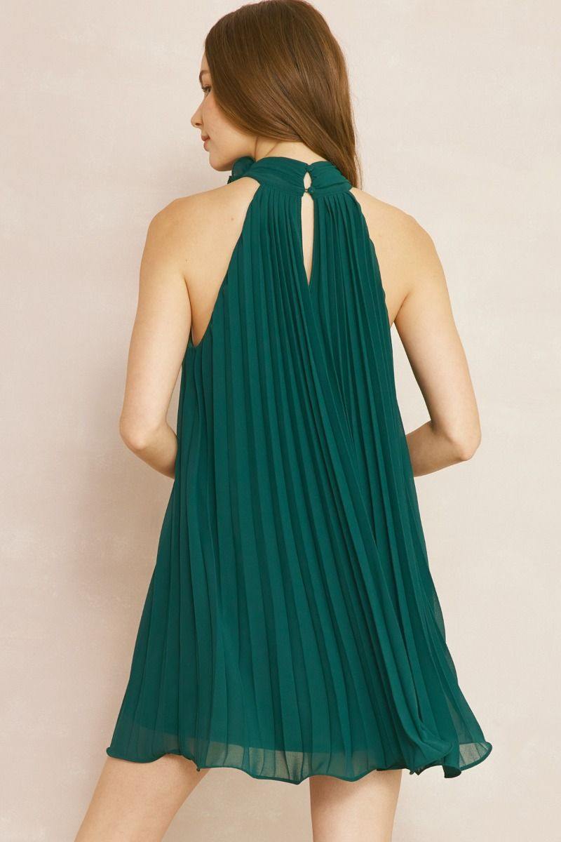 Flower Necklace Halter Dress | Tres Chic Houston | Dress Boutique Hunter green / M