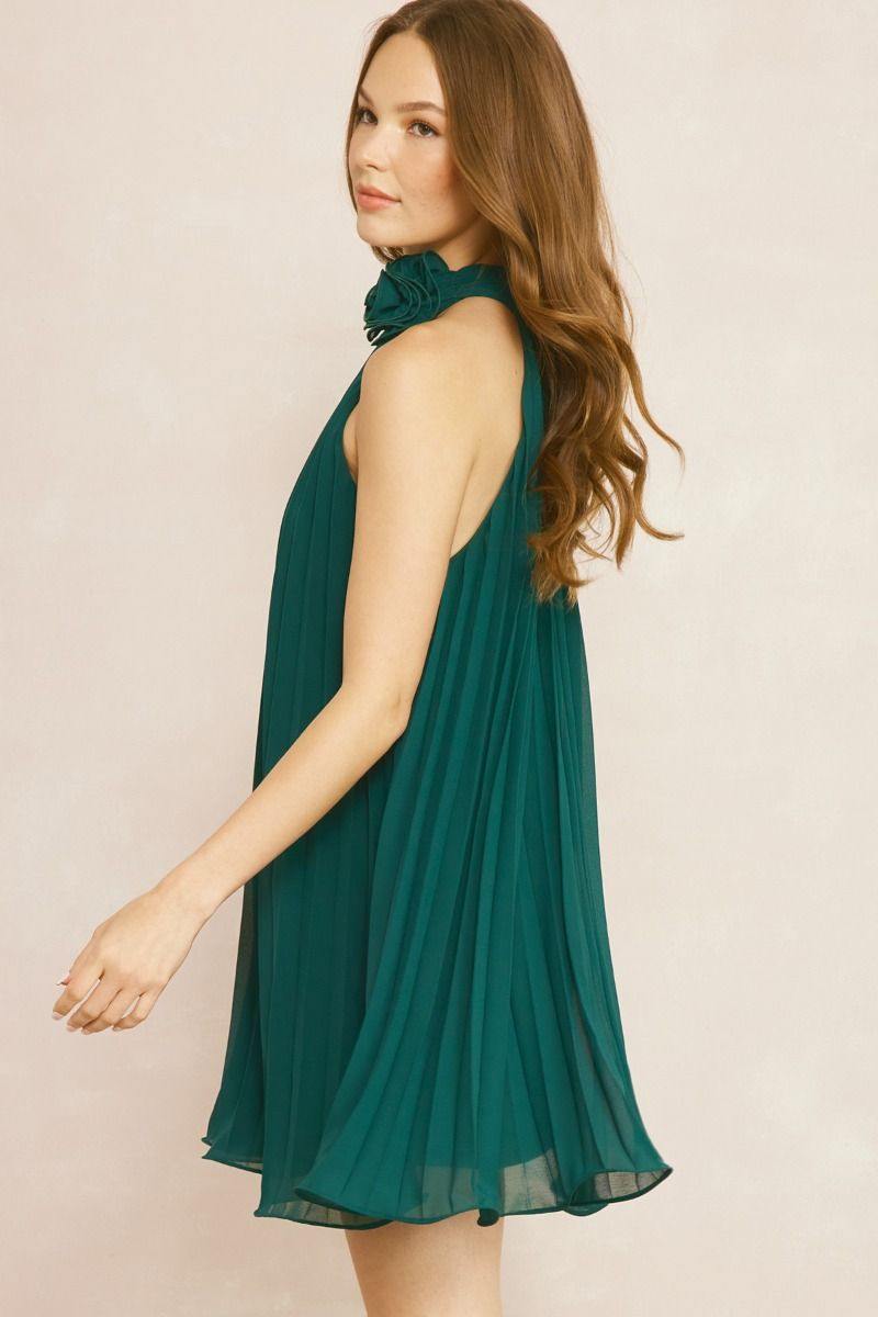 Flower Necklace Halter Dress | Tres Chic Houston | Dress Boutique Hunter green / M Flower Necklace Halter Dress | Tres Chic Houston | Dress Boutique Hunter green / M