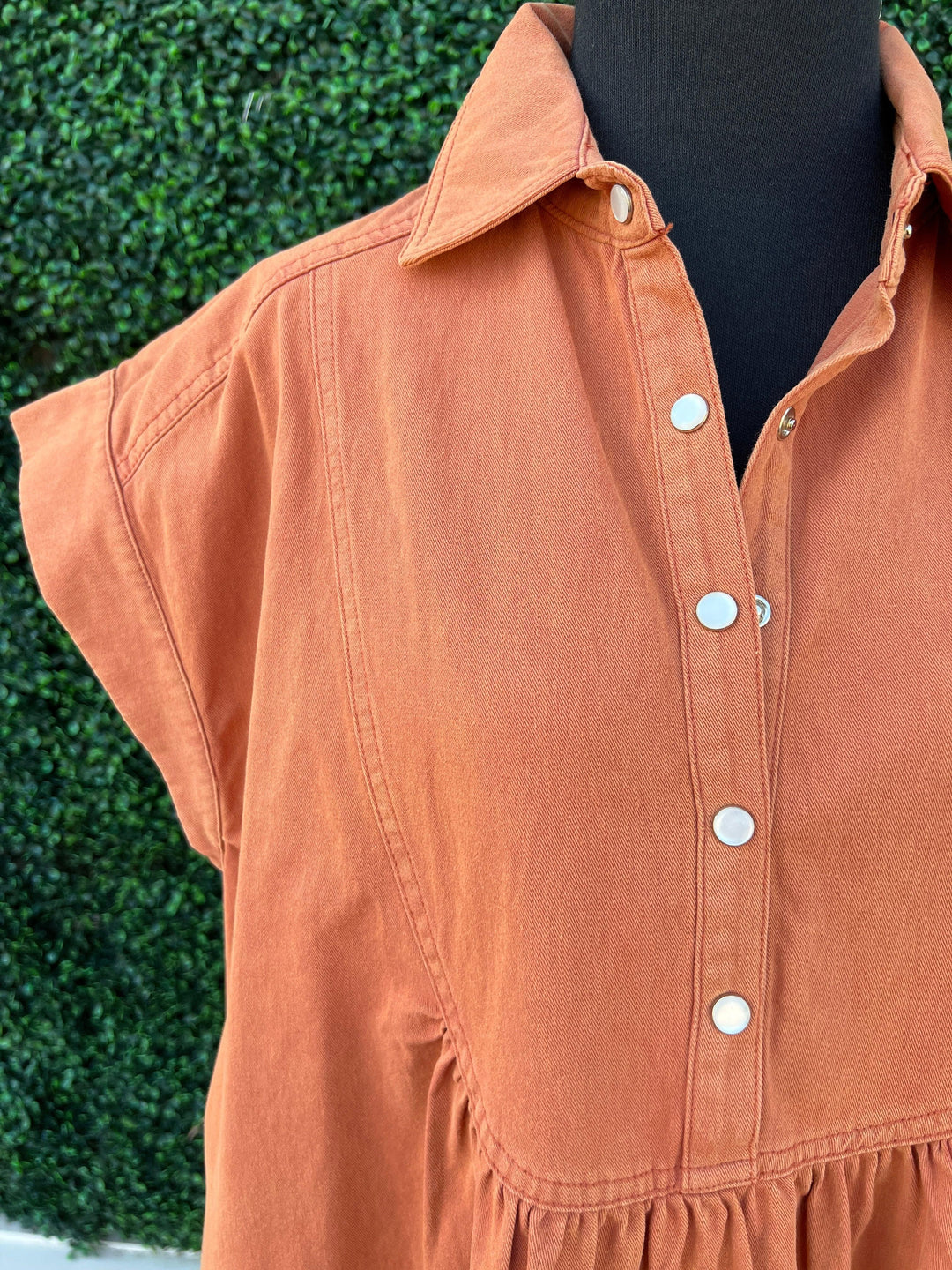 burnt orange denim dress Rock & Roll Denim Women's Floral Burnt Orange Mini Dress S