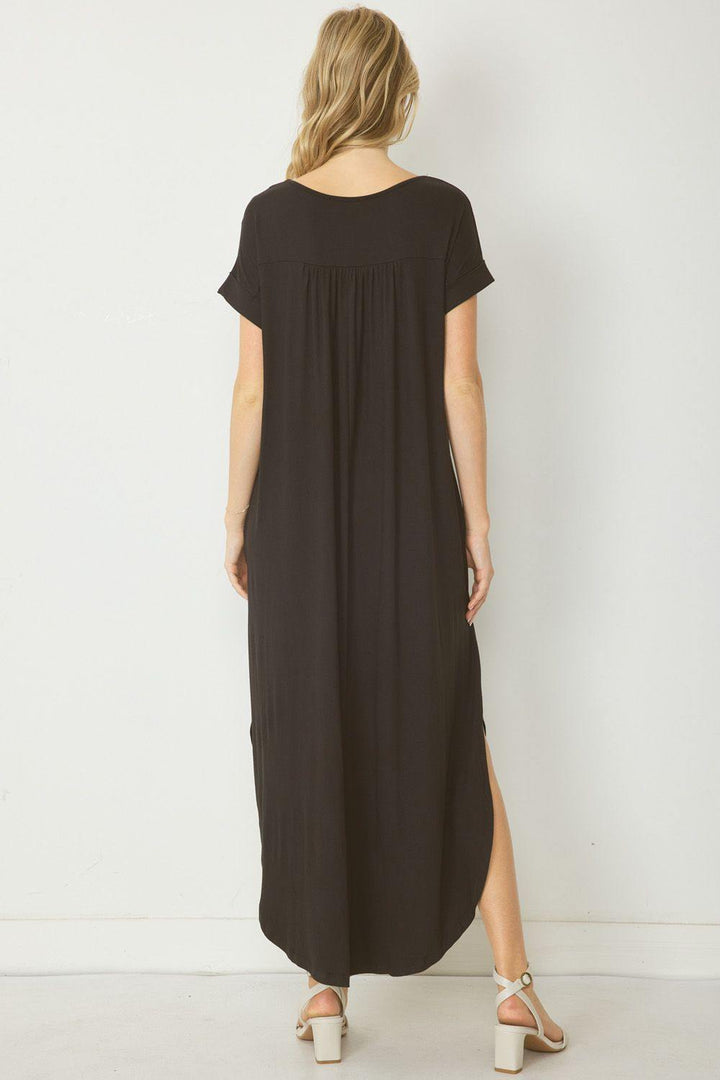 entro brand maxi dress with side slits casual dresses boutique tres chic houston online