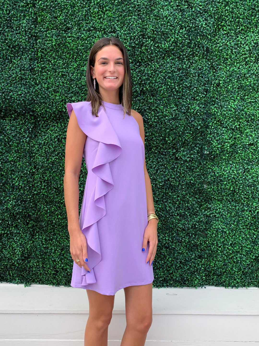 Light purple dress with ruffle from Tres Chic