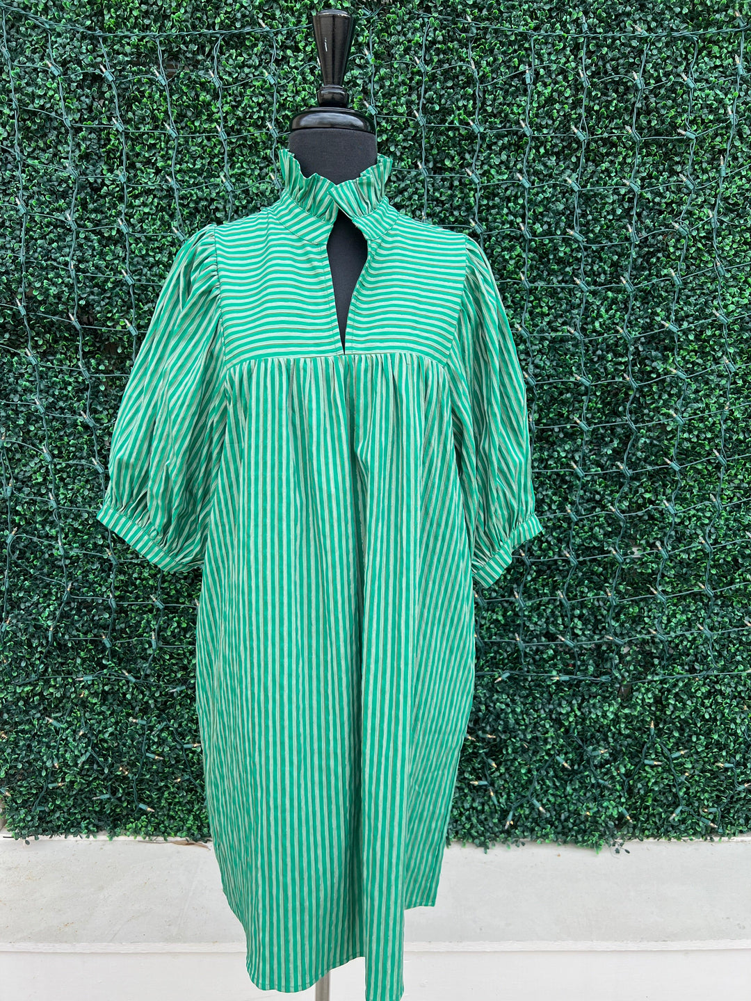 Stripe Puff Sleeve Dress | Jade Brand Dress White / M Stripe Puff Sleeve Dress | Jade Brand Dress White / M