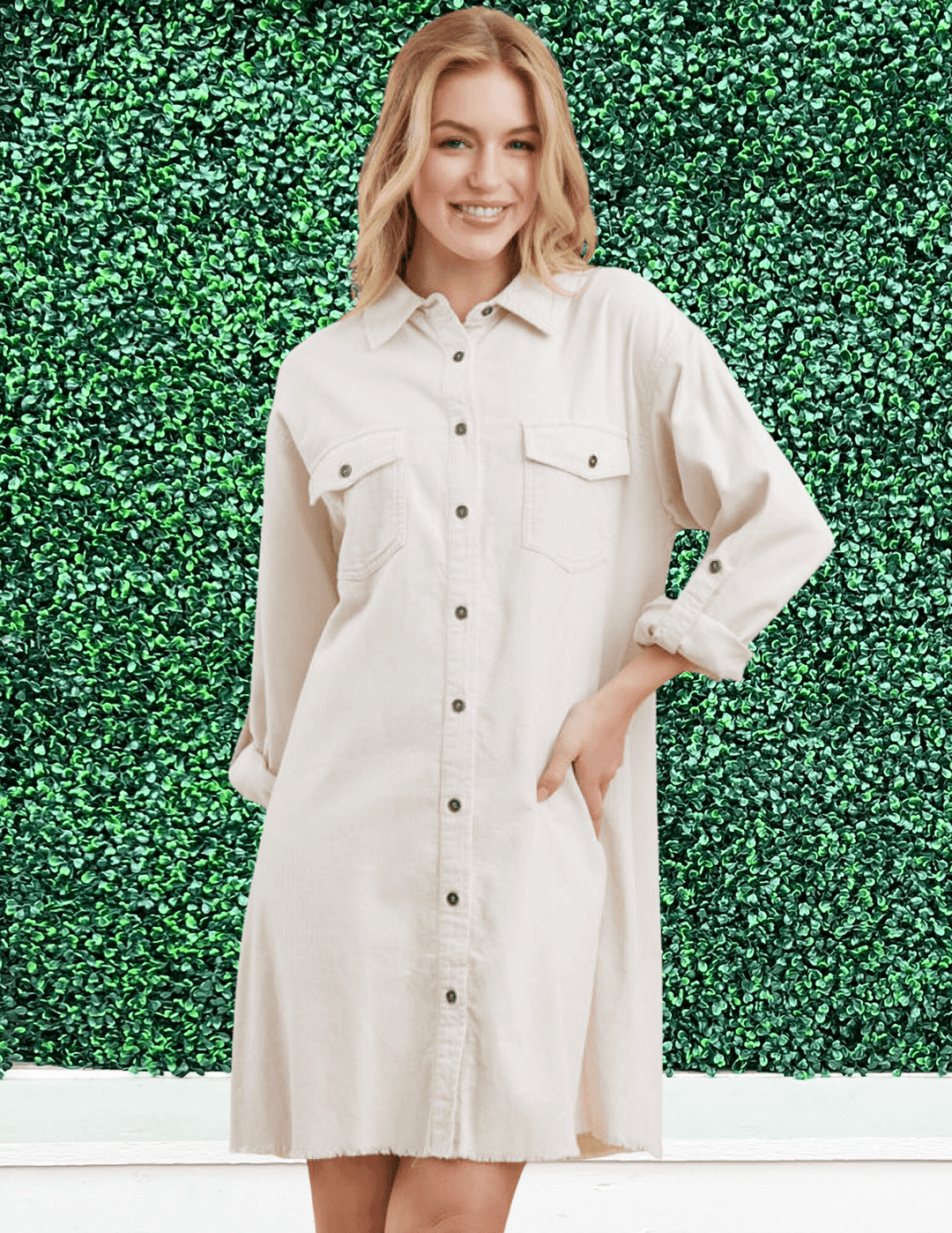 Corduroy Shirt Dress - Main Image