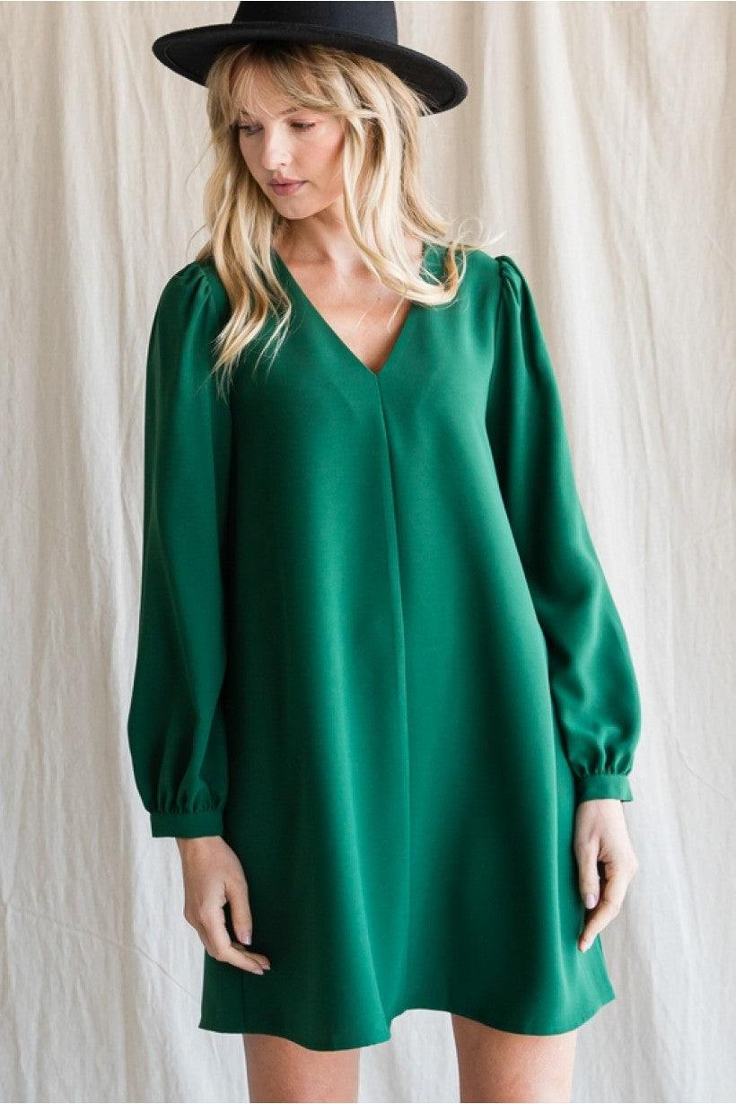 tres chic Houston womens gift boutique green long sleeve dress