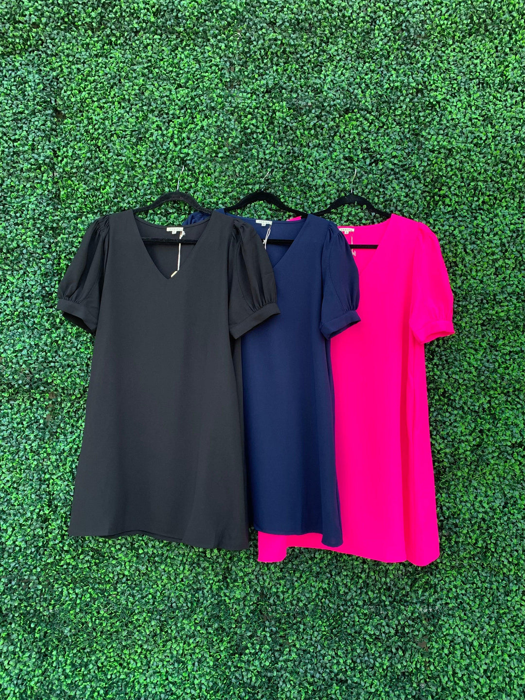Black, pink, and navy short dress online and in store