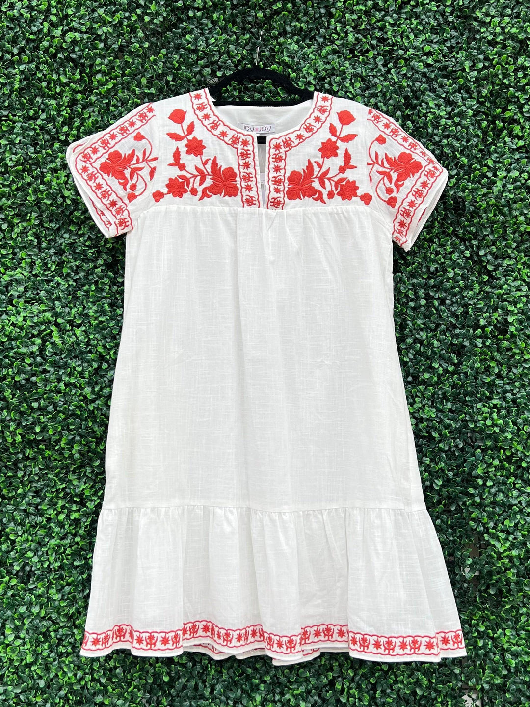 Floral Embroidered Yoke Dress (2 Colors) - Très Chic