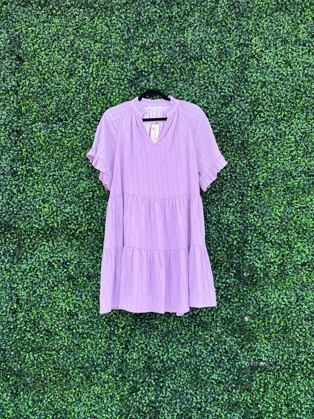 Unique Lavender dress from dress shop in Housotn Texas Tres Chic on Eastside Street