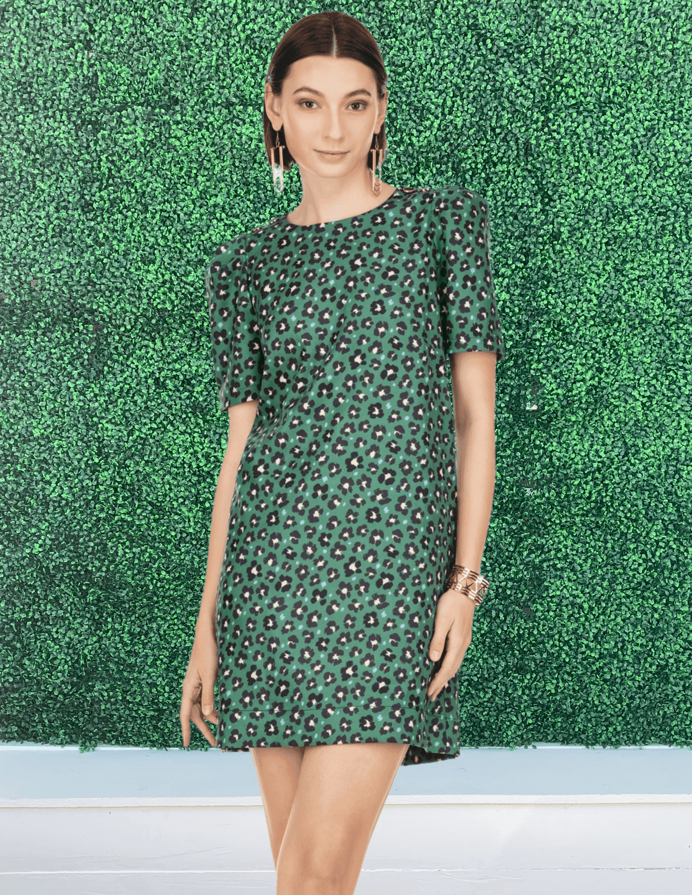Green Chic Leopard Print Dress | Joy Joy Green/Black / M Green Chic Leopard Print Dress | Joy Joy Green/Black / M