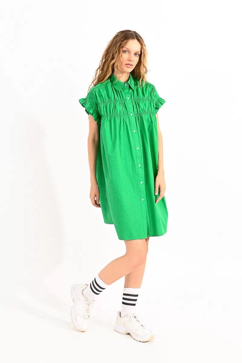 green emerald velvet dress Colorful Cotton Shirt Dress