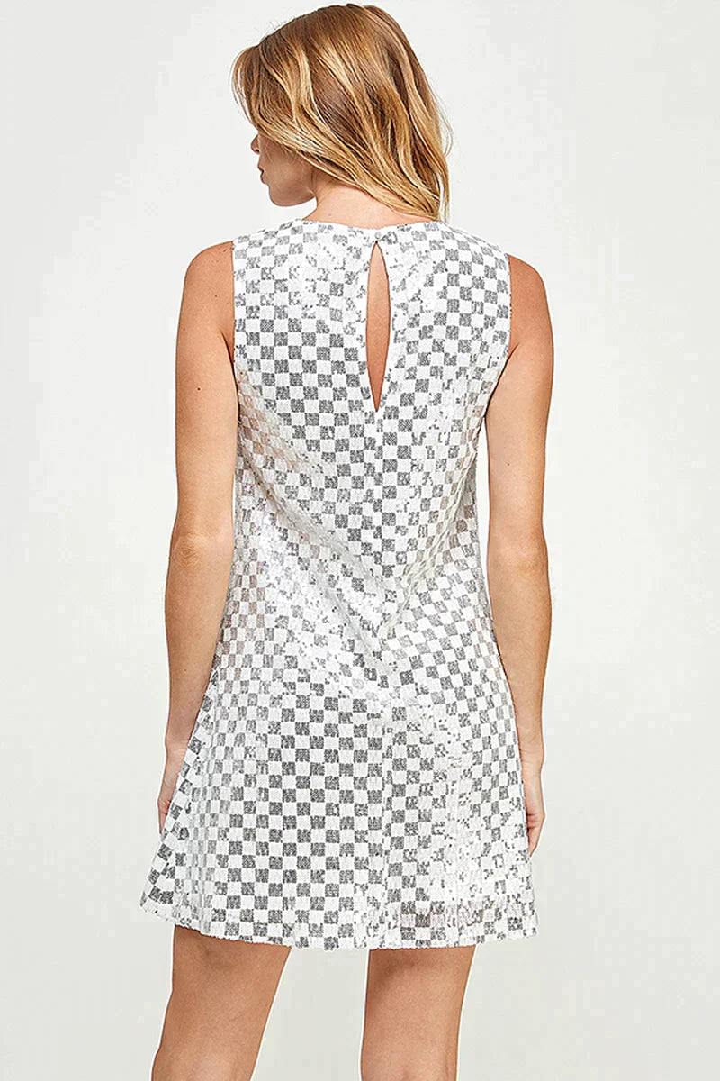 check pattern sequin dress store trendy online