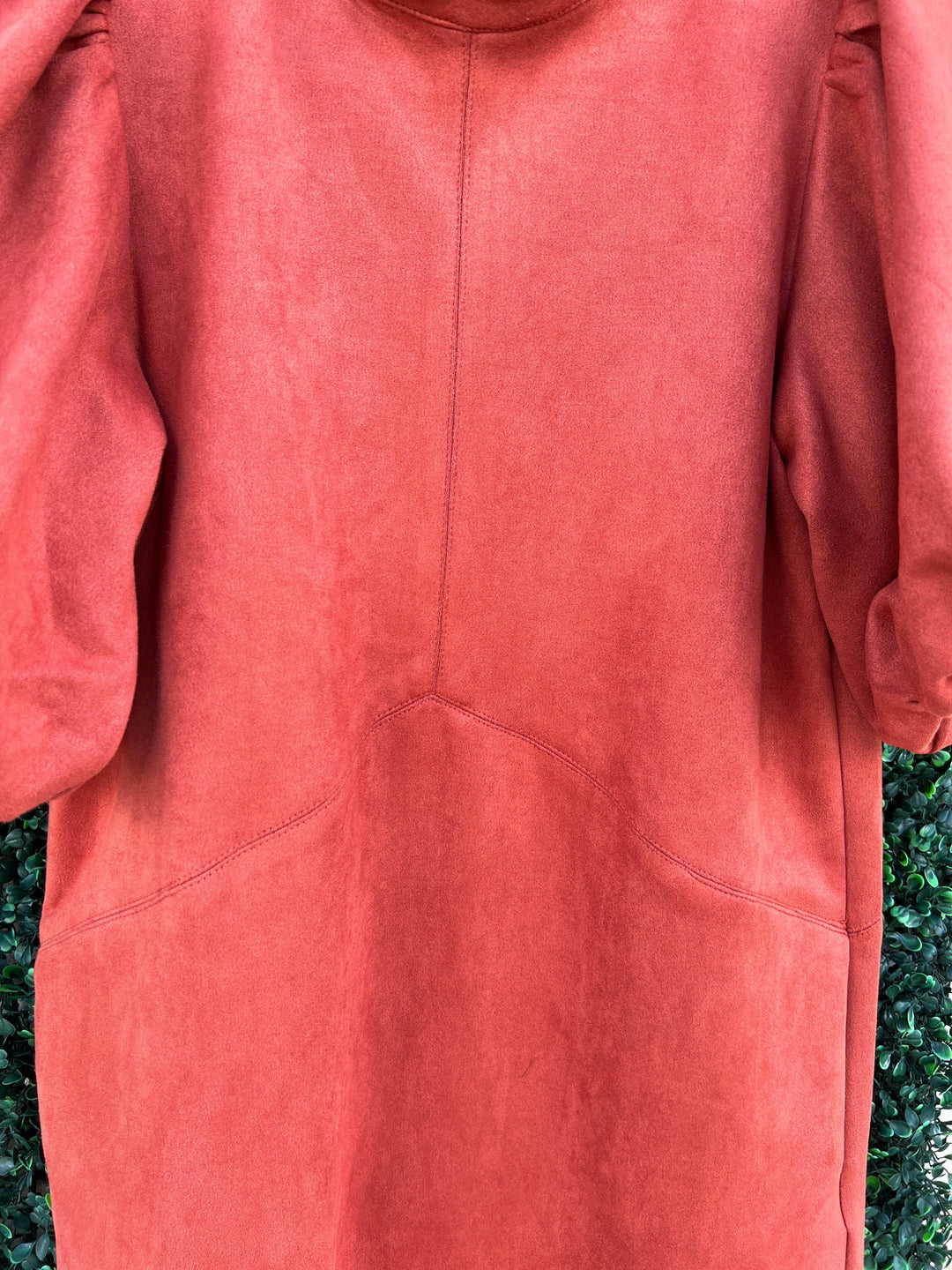 burnt orange suede dress Faux Suede Long Sleeve Dress Burnt Orange / M