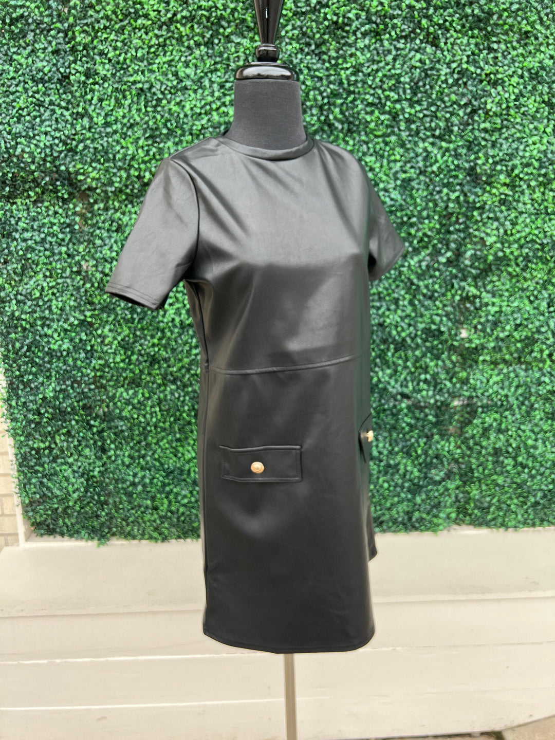 Faux Leather Jackie Dress | Women's Dress Boutique | Tres Chic Trs Chic Boutique Faux Leather Jackie Dress | Women's Dress Boutique | Tres Chic Trs Chic Boutique