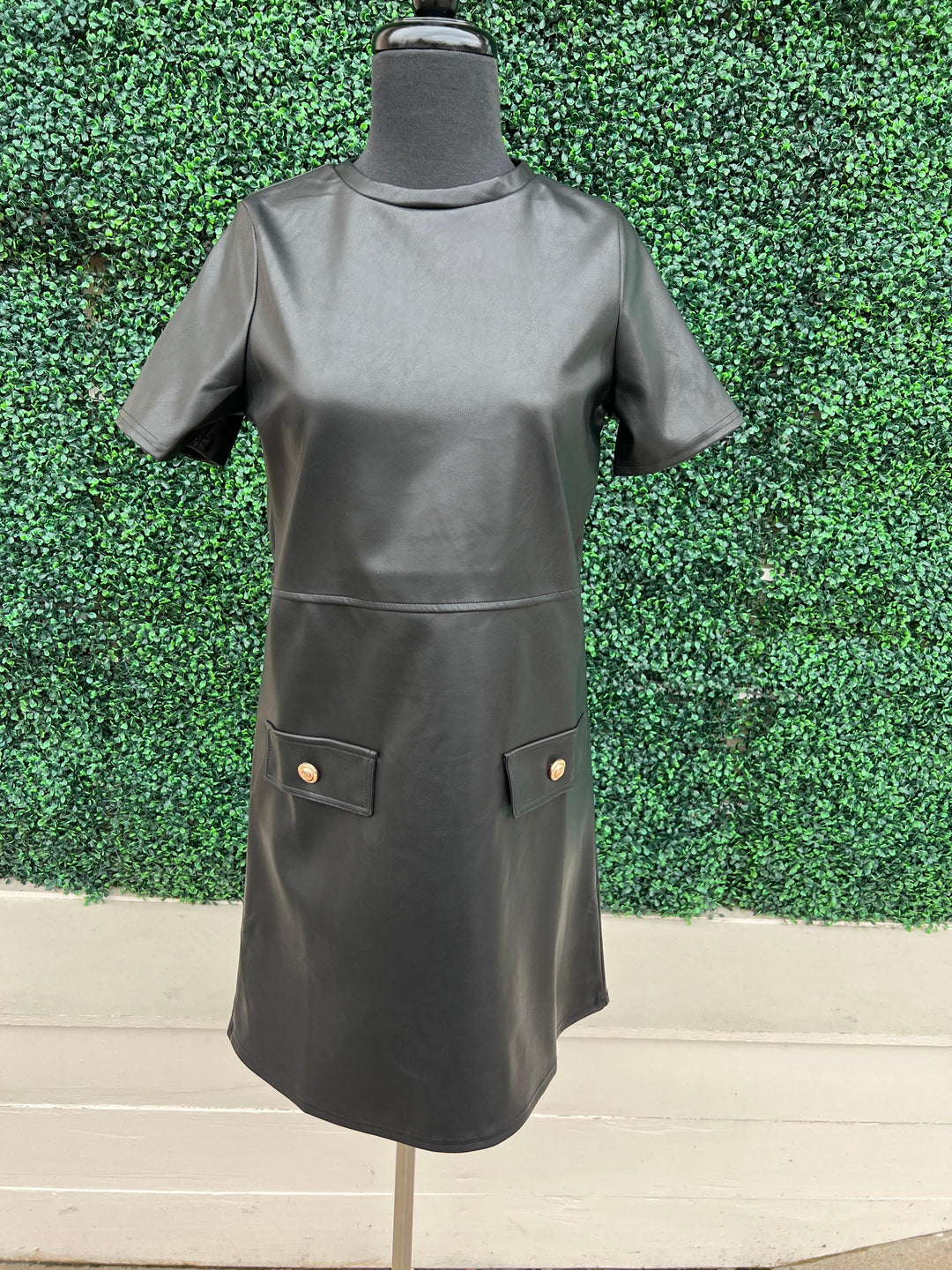 Faux Leather Jackie Dress | Women's Dress Boutique | Tres Chic Trs Chic Boutique Faux Leather Jackie Dress | Women's Dress Boutique | Tres Chic Trs Chic Boutique