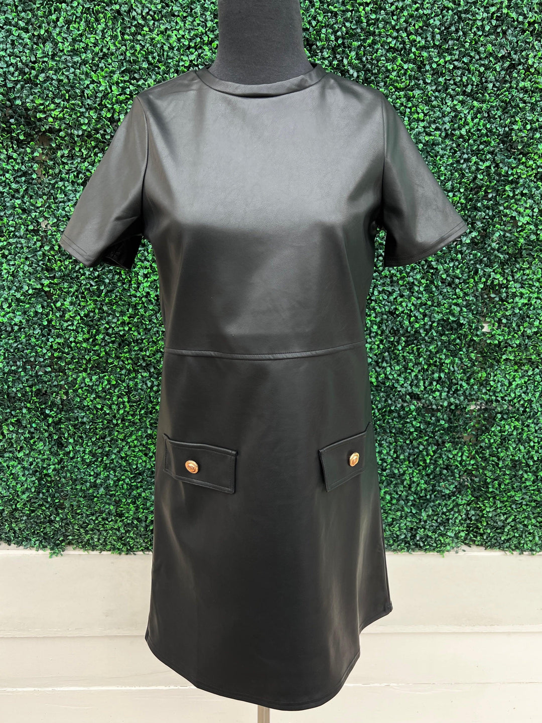 Faux Leather Jackie Dress | Women's Dress Boutique | Tres Chic Trs Chic Boutique Faux Leather Jackie Dress | Women's Dress Boutique | Tres Chic Trs Chic Boutique