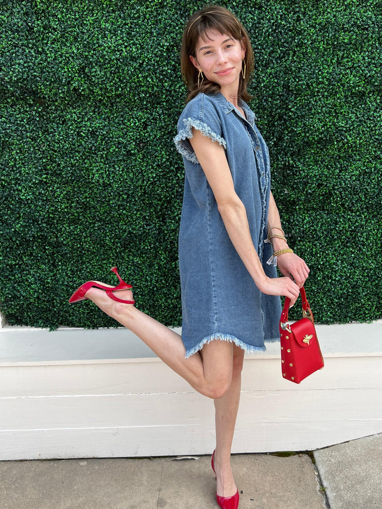 denim colored dress Frayed Denice Jasmin Bead-Embellished Tulle Midi Hazel and Olive sells Size:02