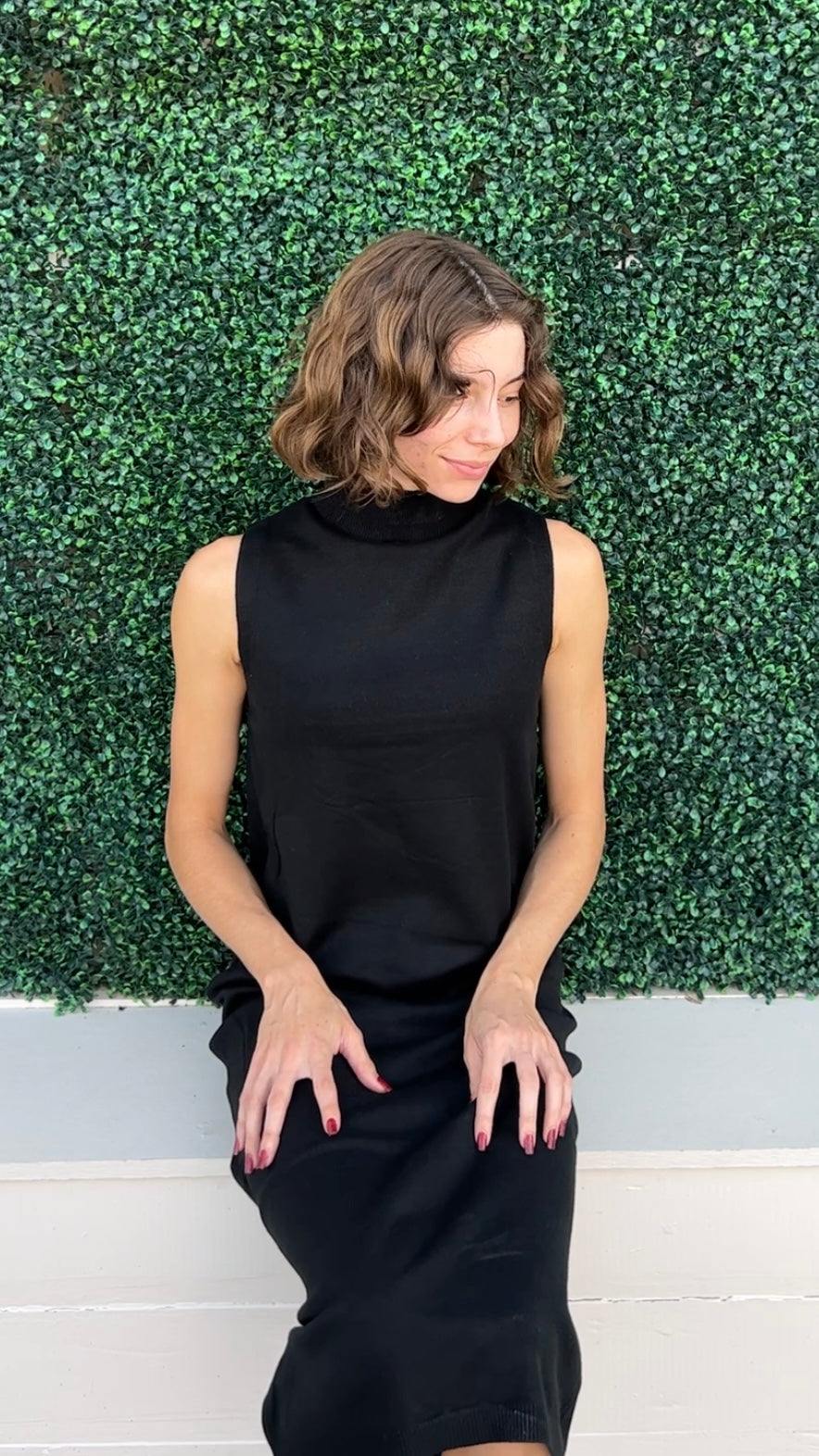 midi dress black sweater mock neck dresses boutique online