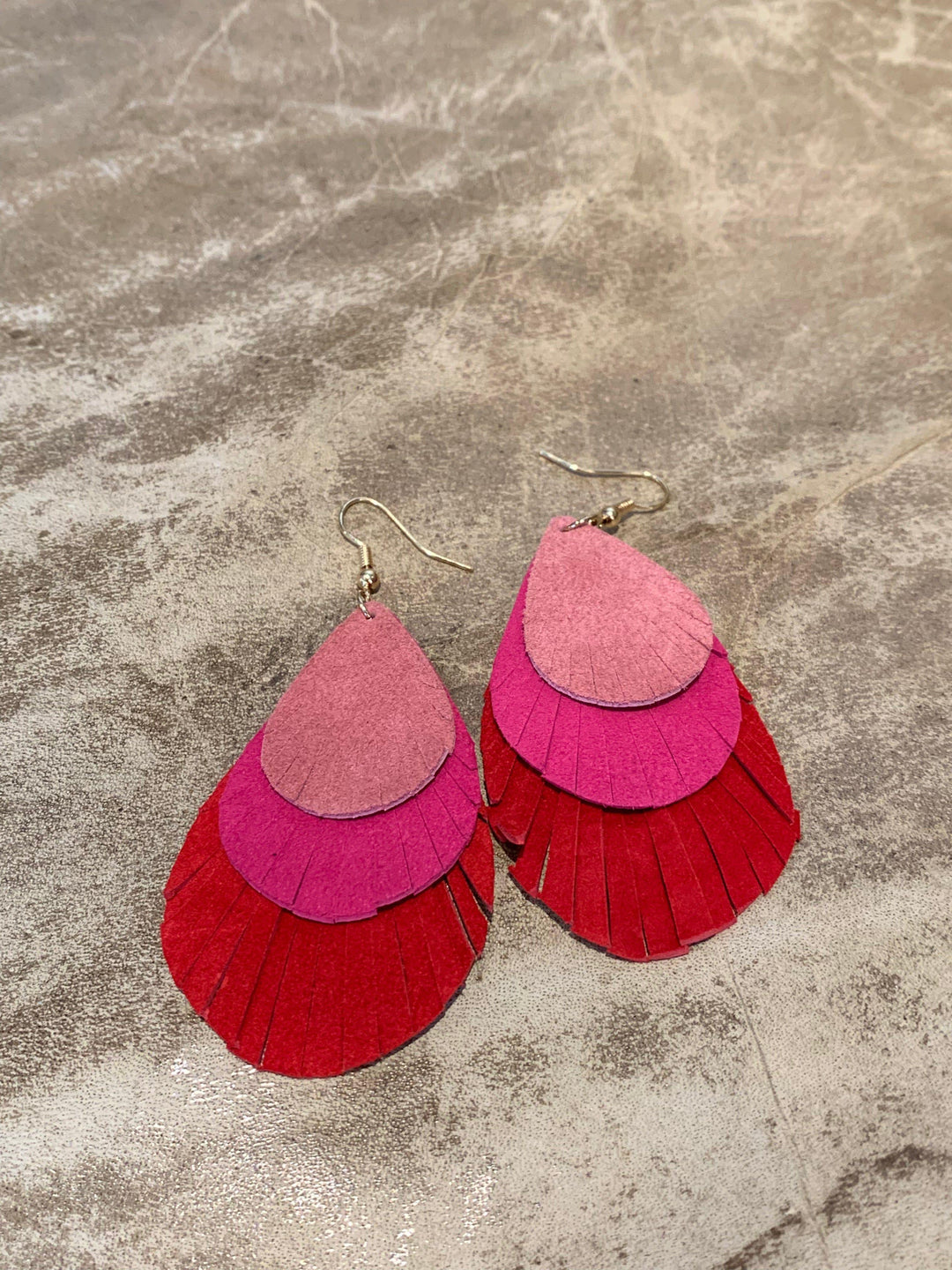 Leather layered earrings from Tres Chic