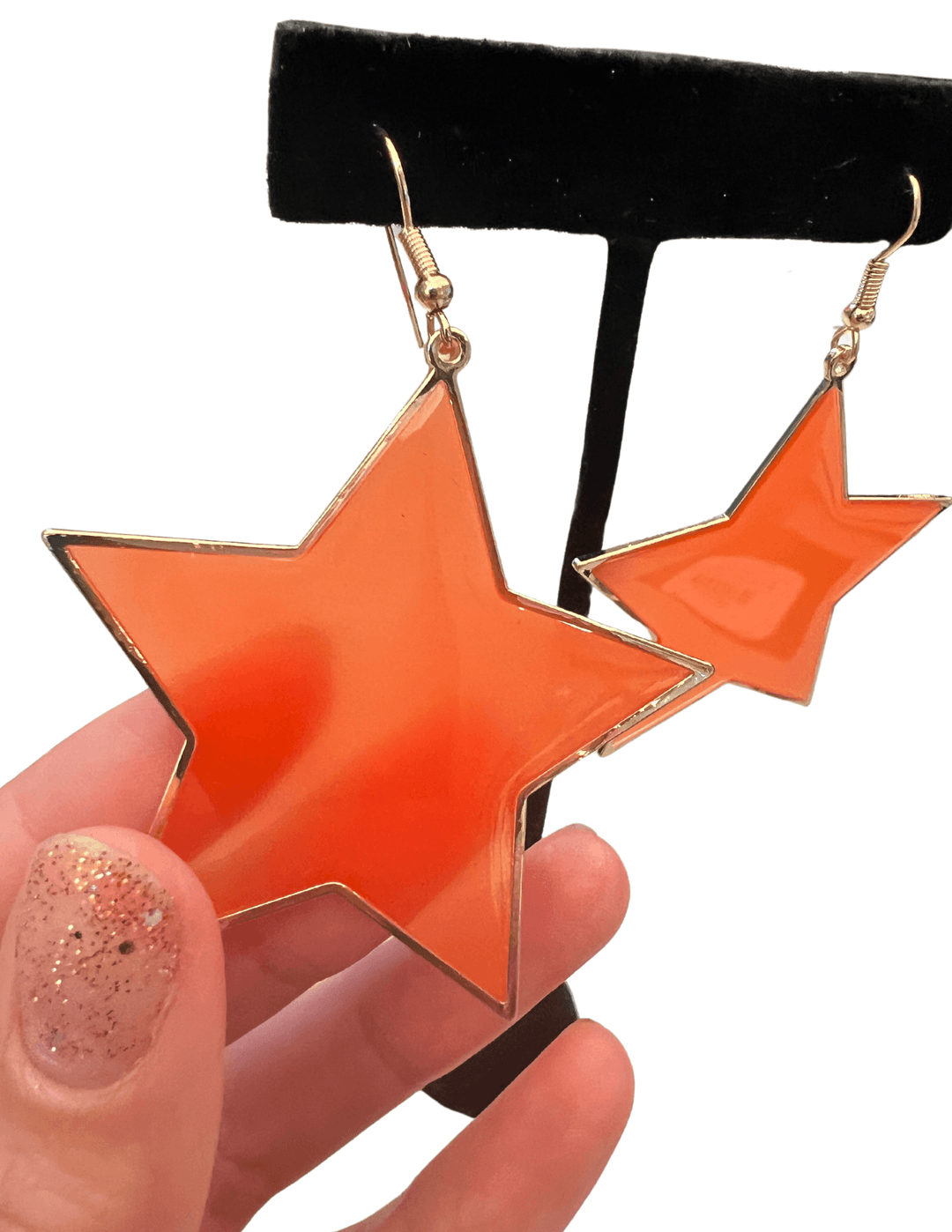 houston astros light weight orange star large earrings