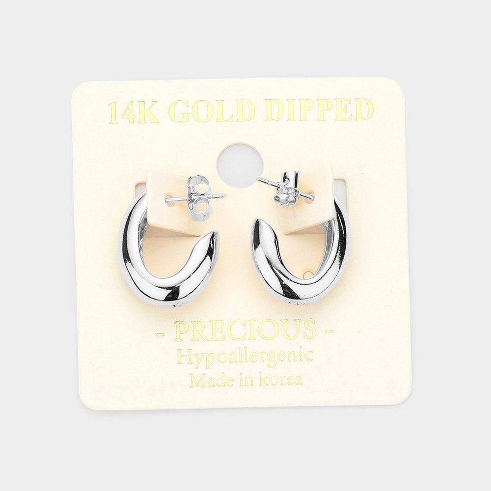 14K Gold Dipped Metal Oval Hoop Earrings - Très Chic