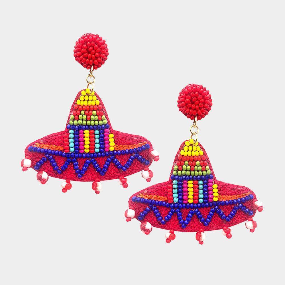 Beaded Sombrero Earrings - Très Chic