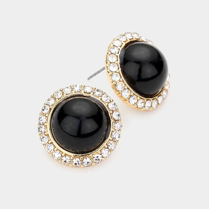 Rhinestone Trimmed Pearl Stud Earrings (3 styles) - Très Chic