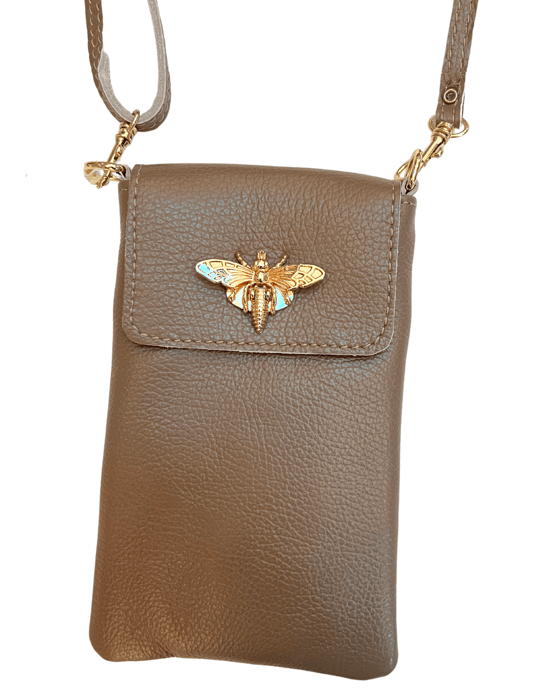 gift boutique near me for women leather phone bee bag taupe