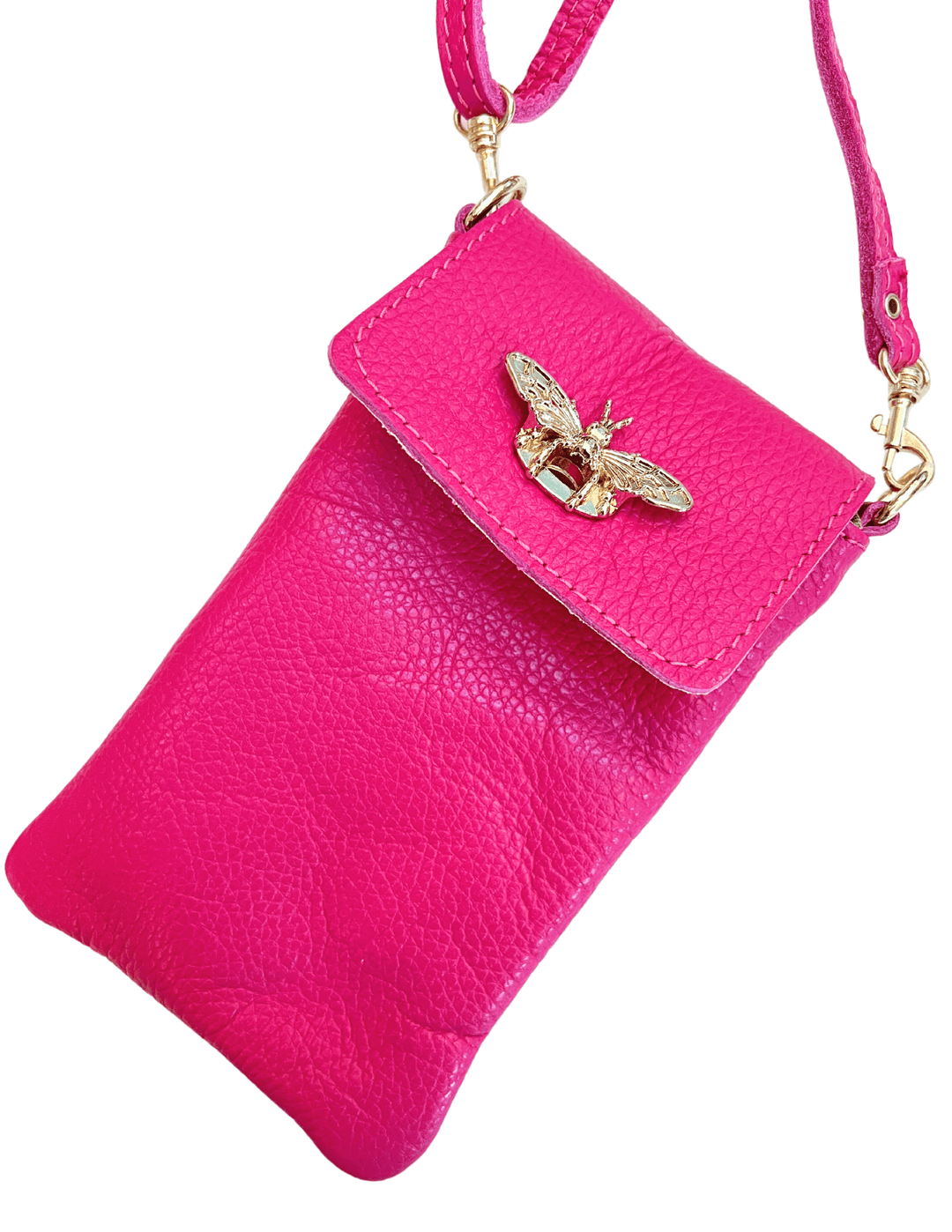 gift boutique near me for women leather phone bee bag pink