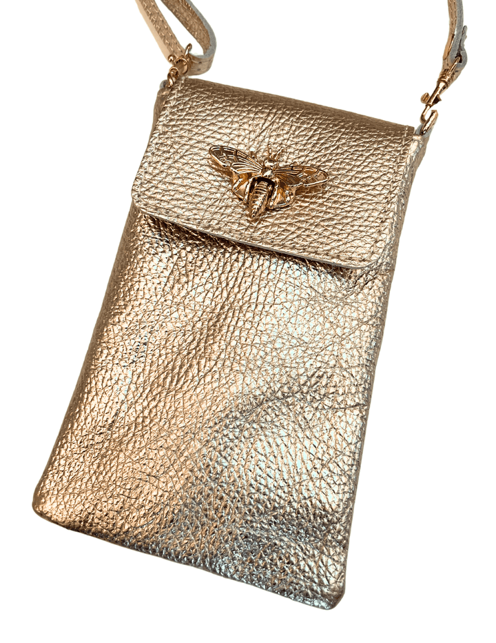 gift boutique near me for women leather phone bee bag gold