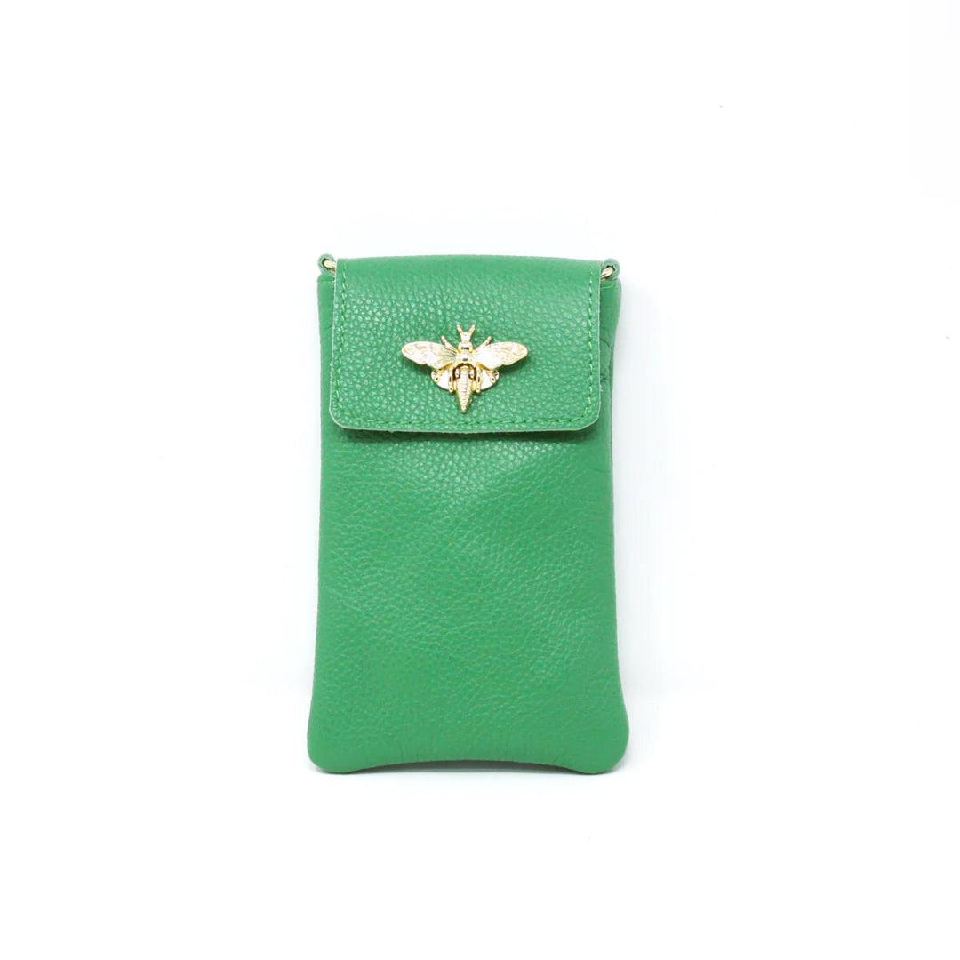 gift boutique near me for women leather phone bee bag green