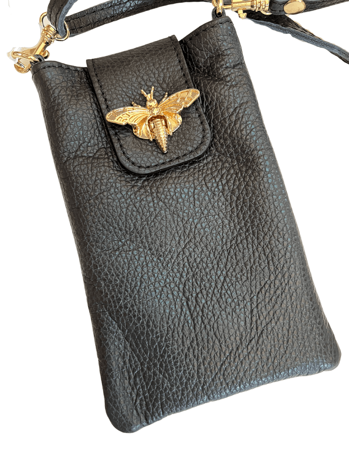 gift boutique near me for women leather phone bee bag black