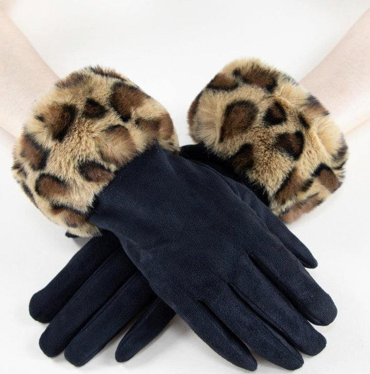 Leopard Fur Texting Gloves tres chic boutique 