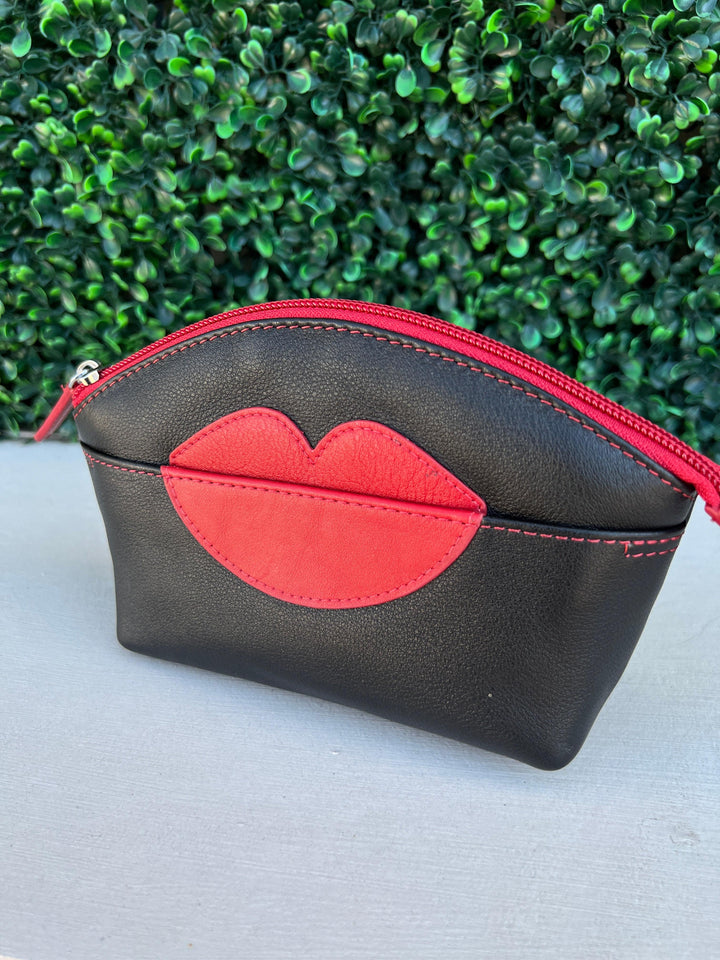 women's cosmetic case with lips leather gift boutique houston