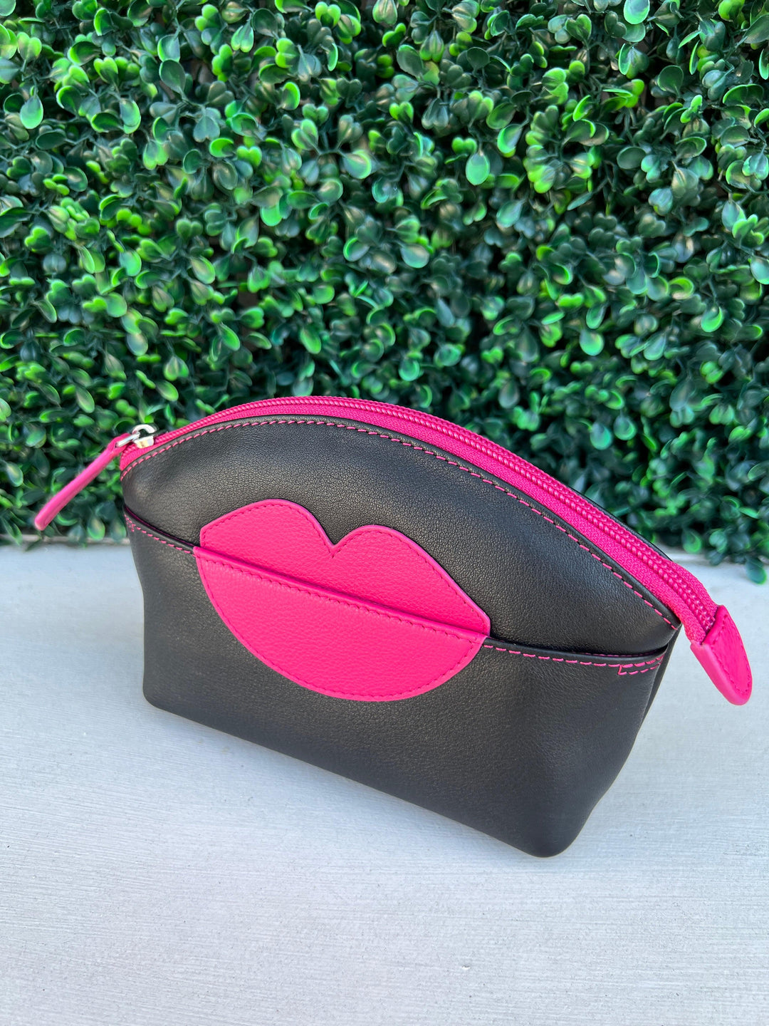 women's cosmetic case with lips leather gift boutique houston