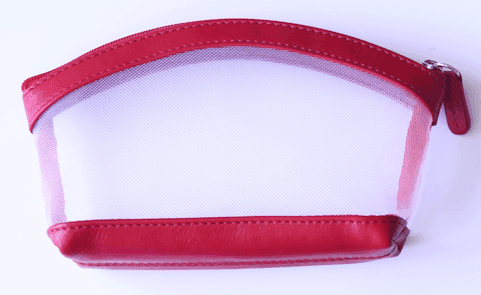Red leather mesh purse organizer from tres Chic boutique