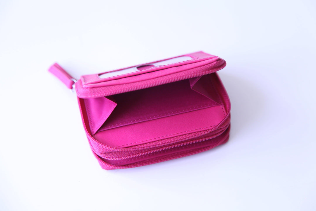 hot pink real leather high quality wallet