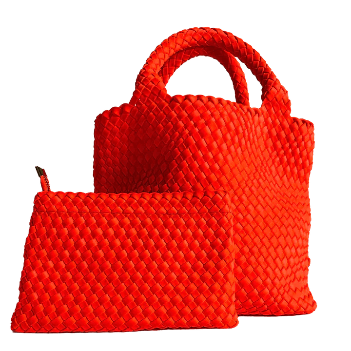 tres chic houston Woven Neoprene Tote- 2 Handle inexpensive with pouch