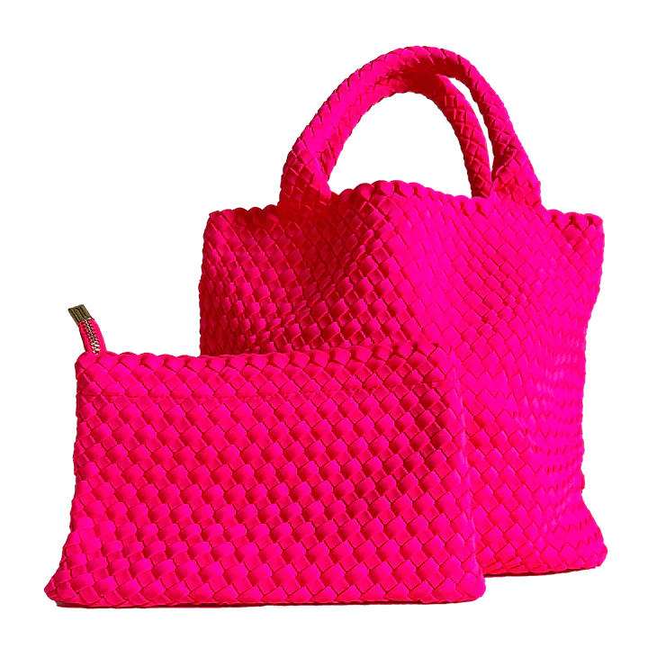 Woven Neoprene Tote- 2 Handle inexpensive pink