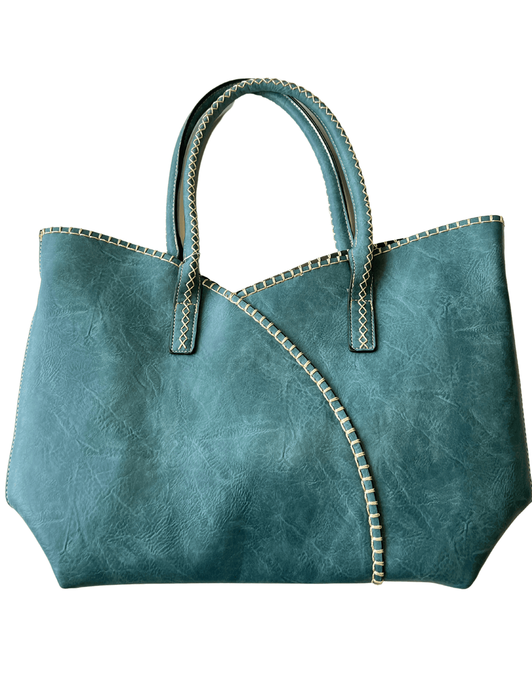 saturated blue tote bag whipstitch boutique