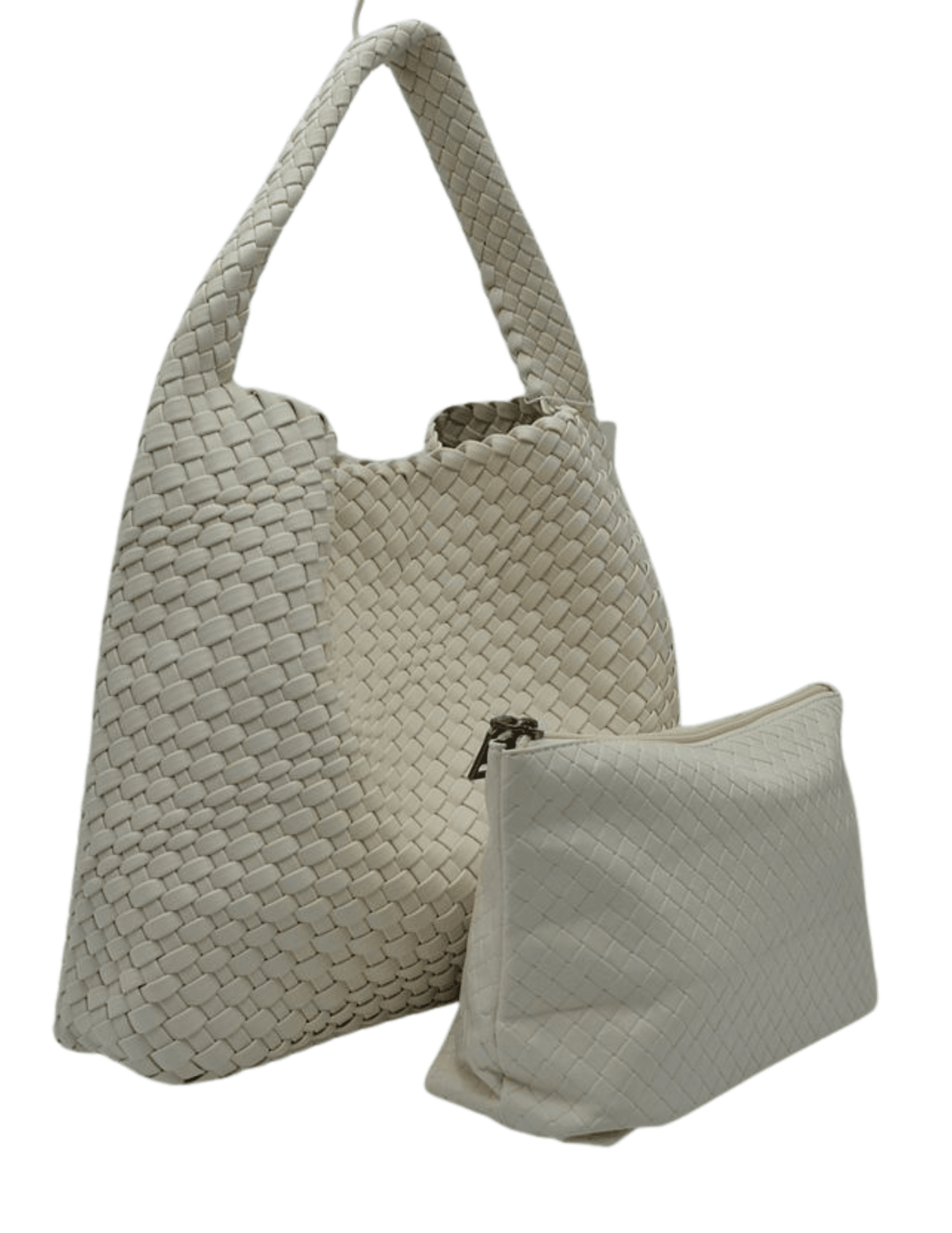 tres chic women's online boutique with off white woven tote bag
