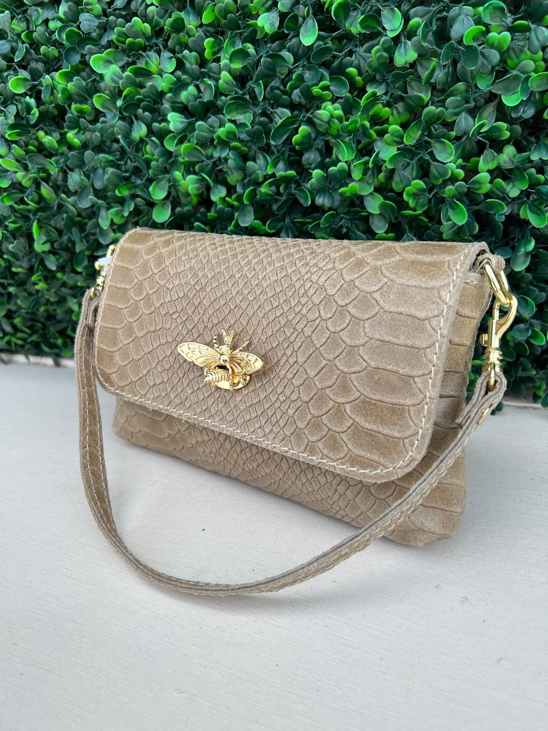 Embossed Leather Bee Bag