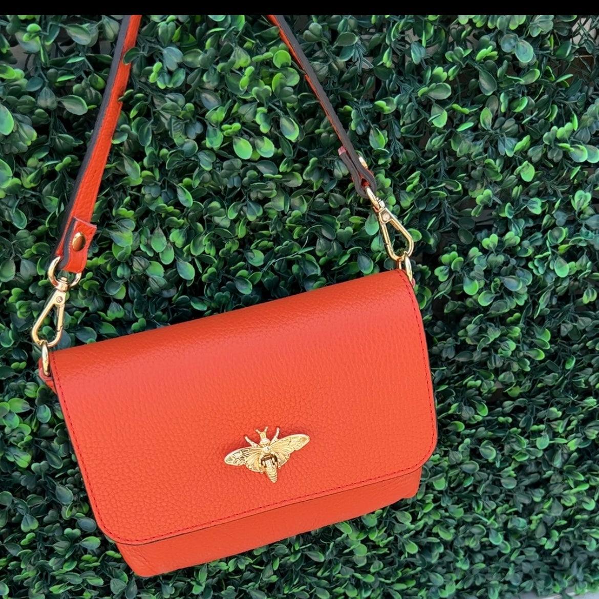 Genuine Leather Bee Bag | Women's Boutique | Houston Texas Orange / 6x8