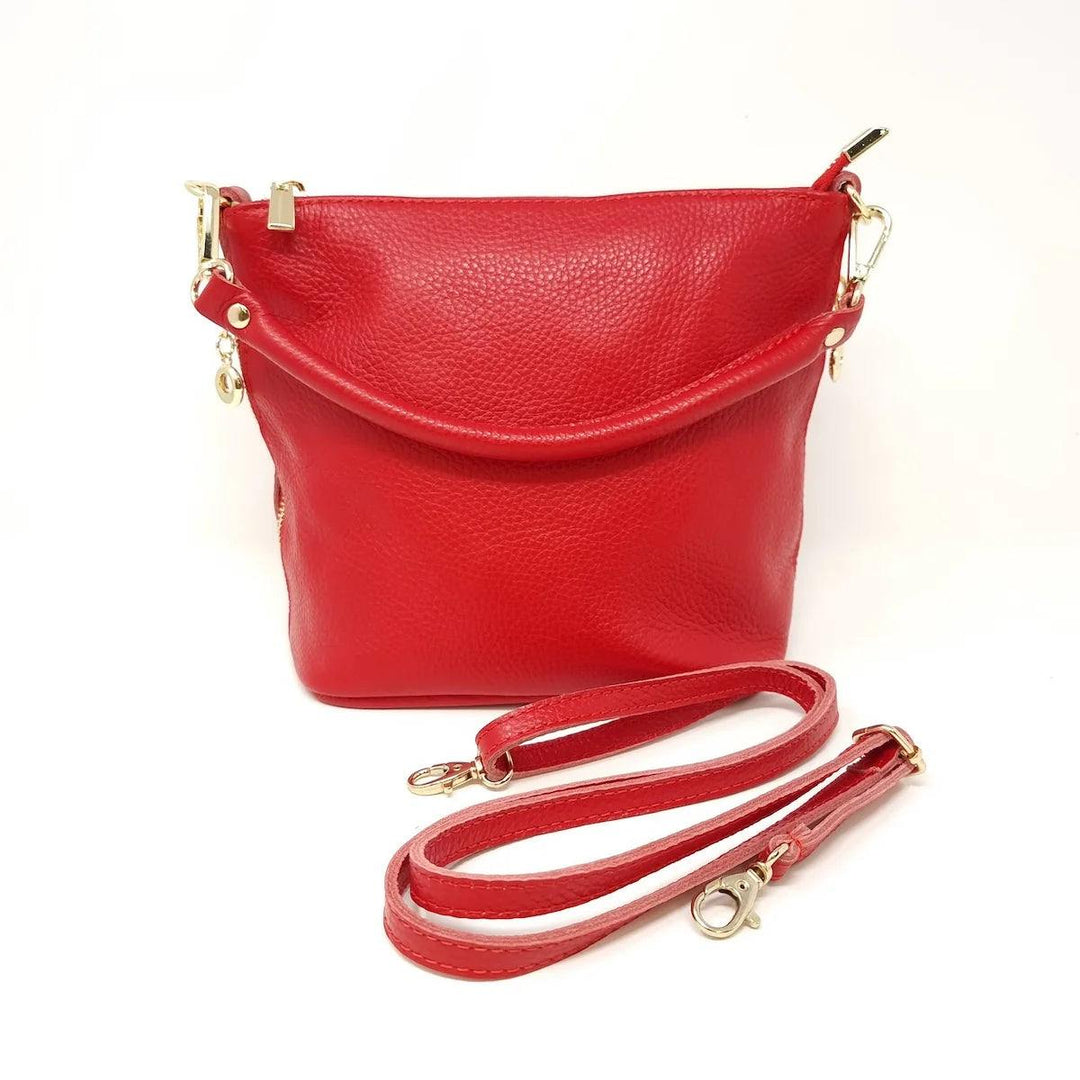 leather bucket bag with crossbody strap tres chic boutique womens gift idea red