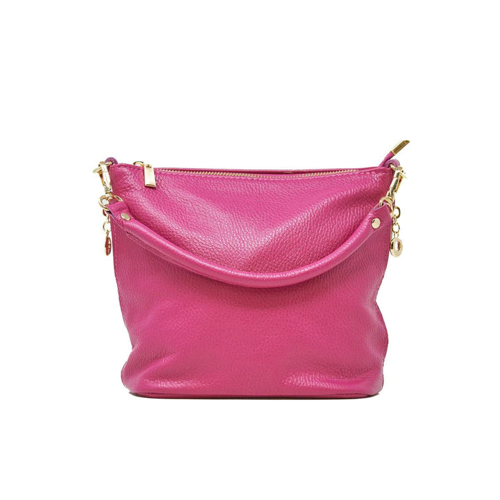 leather bucket bag with crossbody strap tres chic boutique hot pink